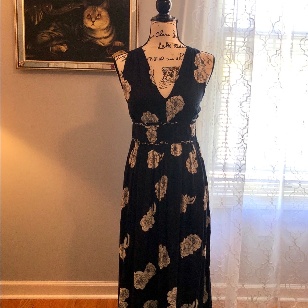 Japna Navy Floral Maxi dress